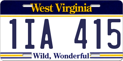 WV license plate 1IA415