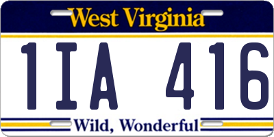 WV license plate 1IA416