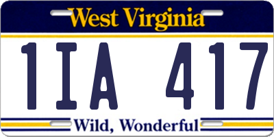 WV license plate 1IA417