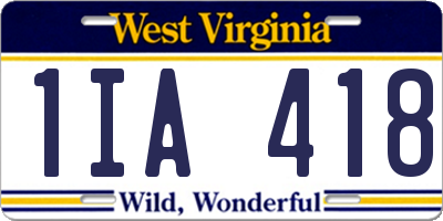 WV license plate 1IA418