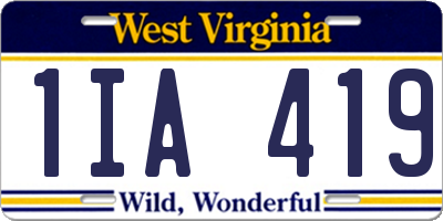 WV license plate 1IA419