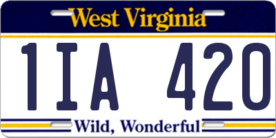 WV license plate 1IA420