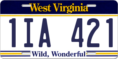 WV license plate 1IA421