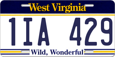 WV license plate 1IA429