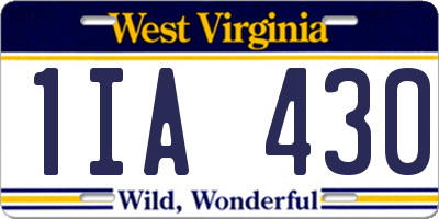 WV license plate 1IA430