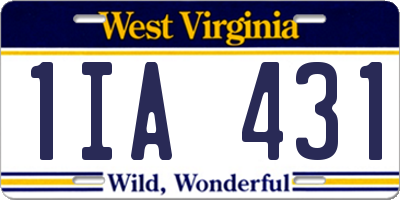 WV license plate 1IA431