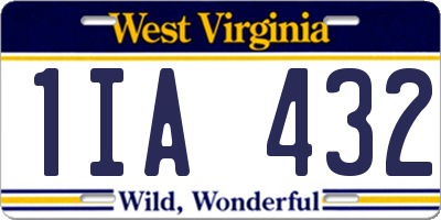 WV license plate 1IA432