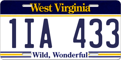 WV license plate 1IA433