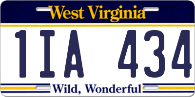 WV license plate 1IA434