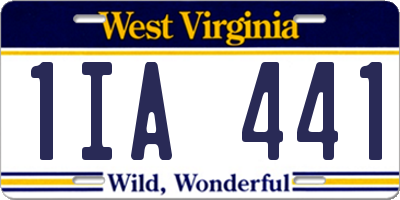 WV license plate 1IA441