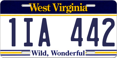 WV license plate 1IA442