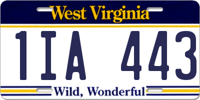 WV license plate 1IA443