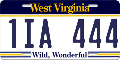 WV license plate 1IA444
