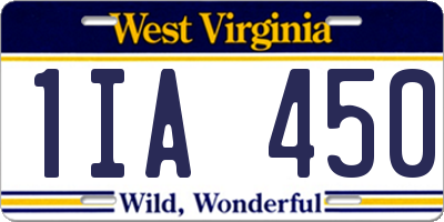 WV license plate 1IA450