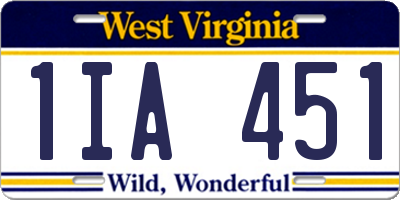 WV license plate 1IA451