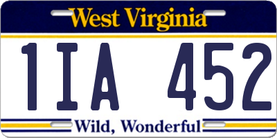WV license plate 1IA452