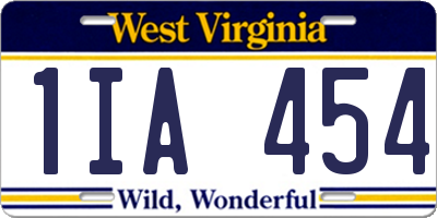 WV license plate 1IA454