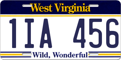 WV license plate 1IA456