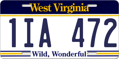 WV license plate 1IA472