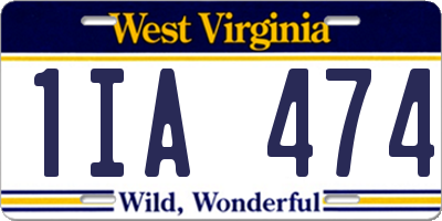 WV license plate 1IA474