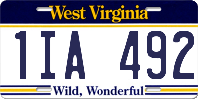 WV license plate 1IA492