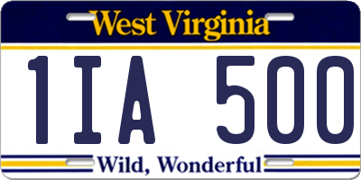 WV license plate 1IA500