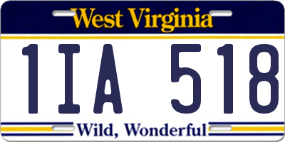 WV license plate 1IA518