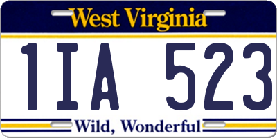 WV license plate 1IA523