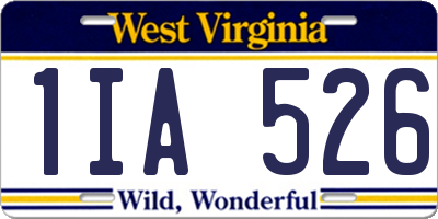 WV license plate 1IA526