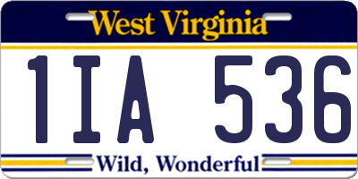 WV license plate 1IA536