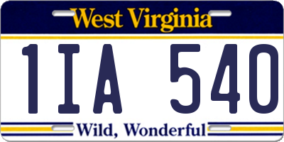 WV license plate 1IA540