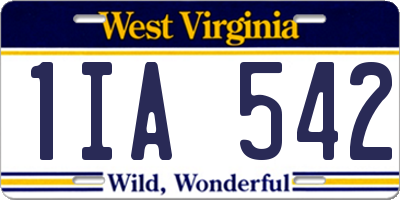 WV license plate 1IA542