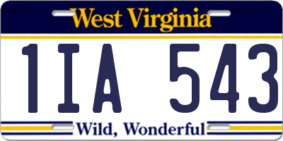 WV license plate 1IA543