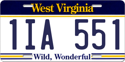 WV license plate 1IA551