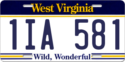 WV license plate 1IA581