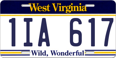 WV license plate 1IA617
