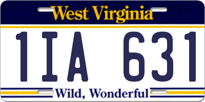 WV license plate 1IA631