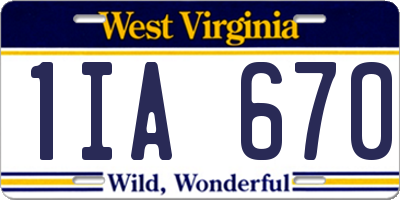 WV license plate 1IA670