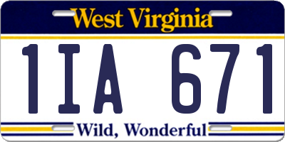 WV license plate 1IA671