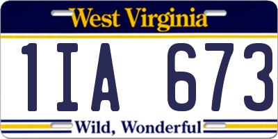 WV license plate 1IA673