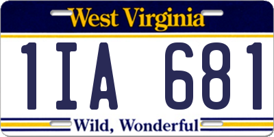 WV license plate 1IA681