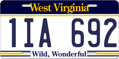 WV license plate 1IA692