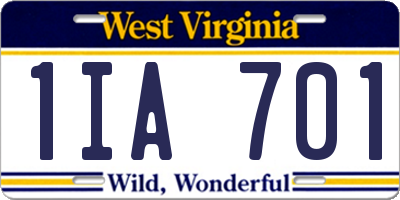 WV license plate 1IA701