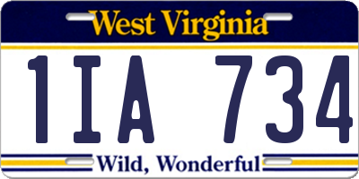 WV license plate 1IA734