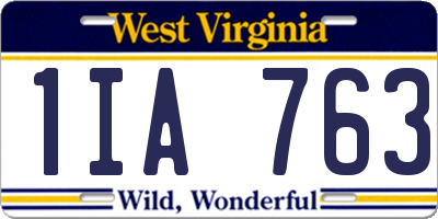 WV license plate 1IA763