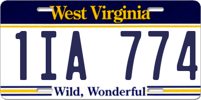WV license plate 1IA774