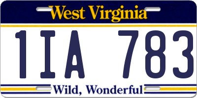 WV license plate 1IA783