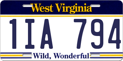 WV license plate 1IA794