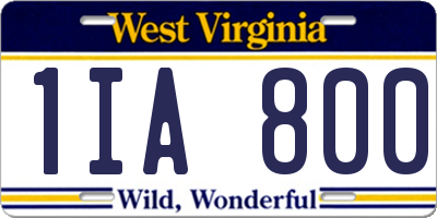 WV license plate 1IA800