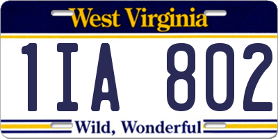 WV license plate 1IA802